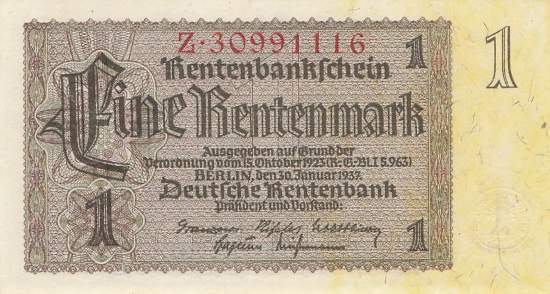1 Rentenmark 1937 ro.166b Z